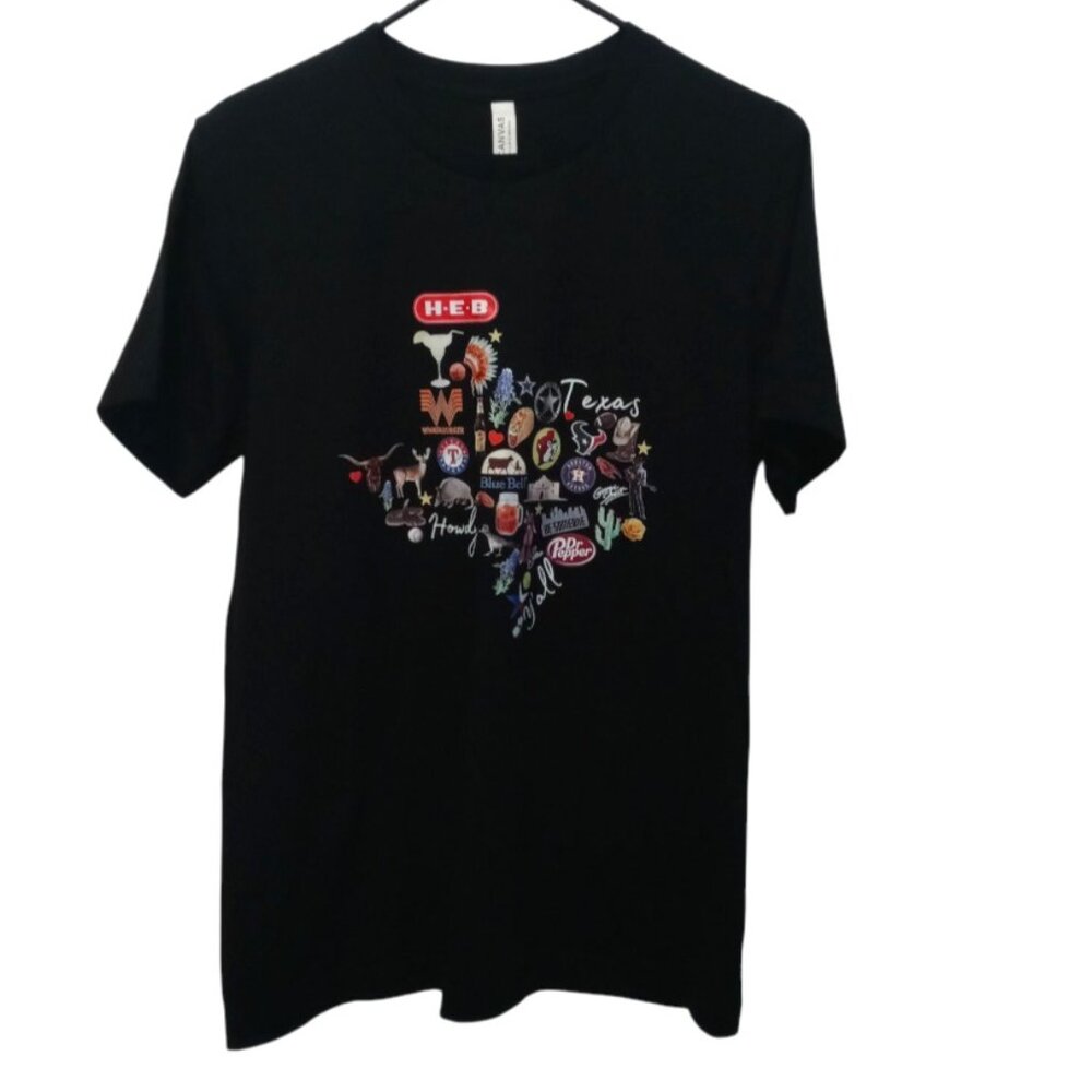 Bella Canvas Men Black TEXAS Graphic T- Shirt Size Medium